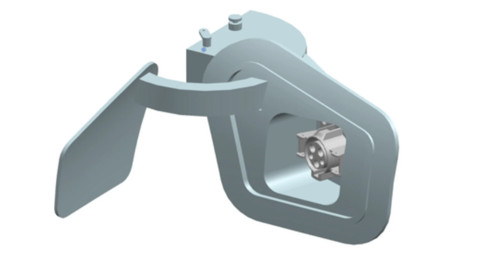 Charging port housing modeled in Siemens NX
